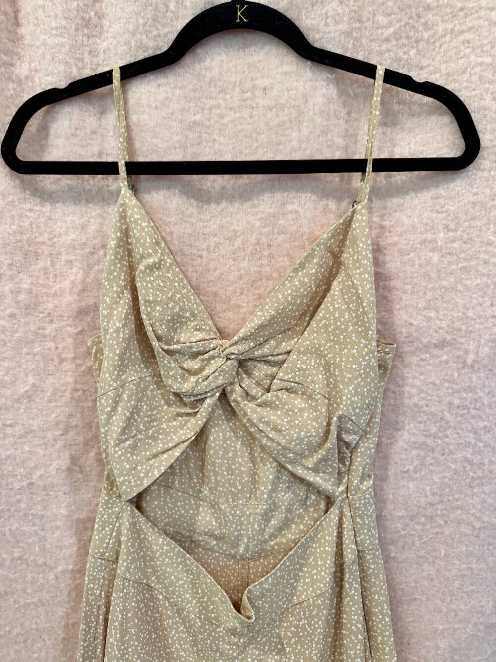 FLYNN SKYE jumpsuit, stomach cut out, Size M , cream polka dot